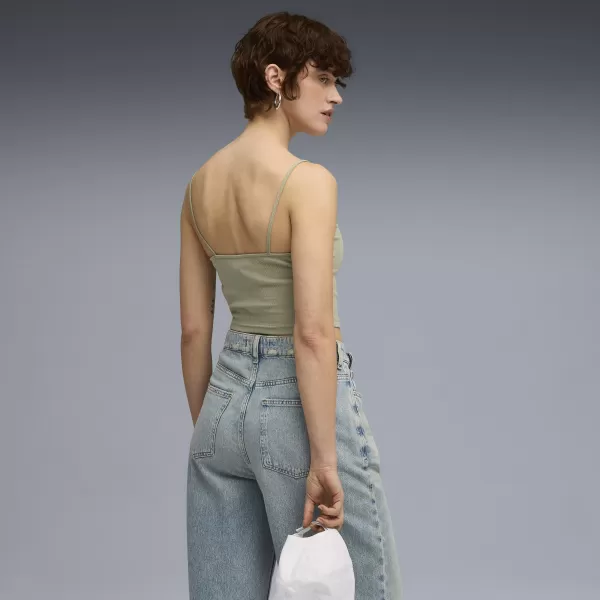  Ženska majica bez rukava PUMA WARDROBE ESS RIBBED TANK TOP 62977182 LUX VOJSKA 