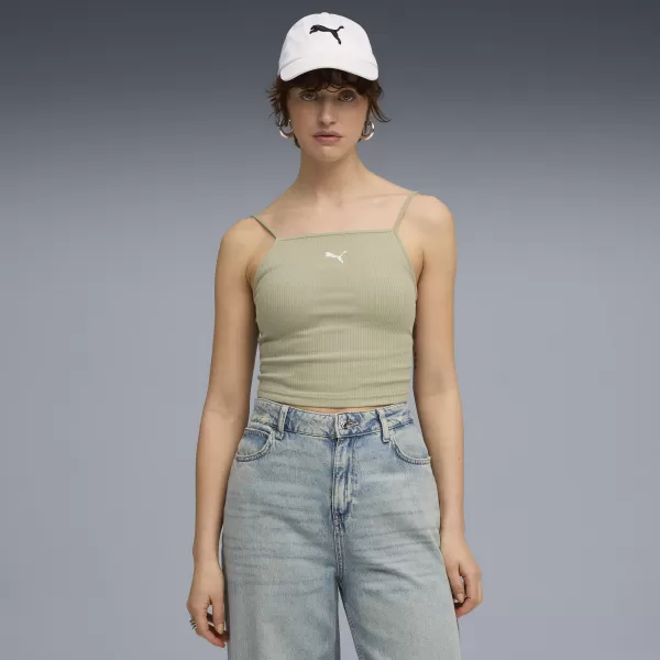  Ženska majica bez rukava PUMA WARDROBE ESS RIBBED TANK TOP 62977182 LUX VOJSKA 
