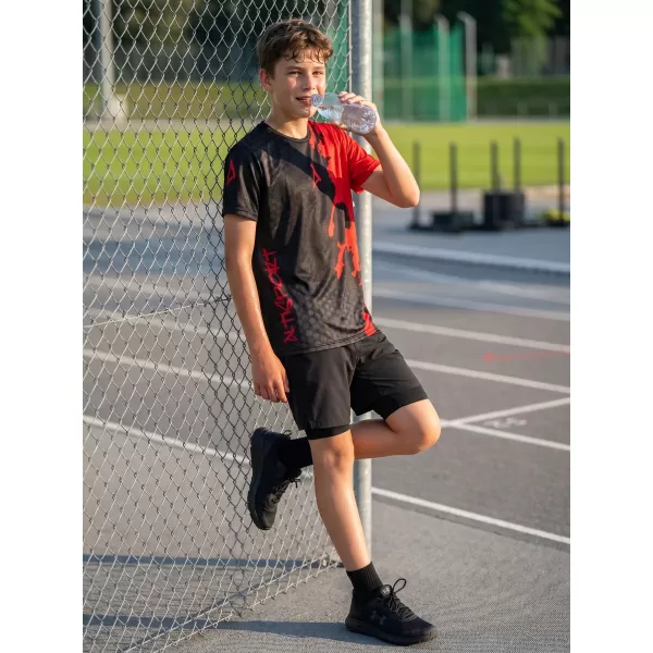  Dječja premium funkcionalna majica ALTISPORT VOJ/ALM112TR01 CRNO-CRVENA 