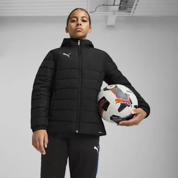  Jakna PUMA TEAMADDITIONS HOODED PADDED JACKET JR 65973803 PUMA CRNO/PUMA SREBRO 
