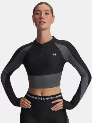 Ženska majica kratkih rukava UNDER ARMOUR UA HG RIB 1/4 ZIP 6003981-004 CRNA