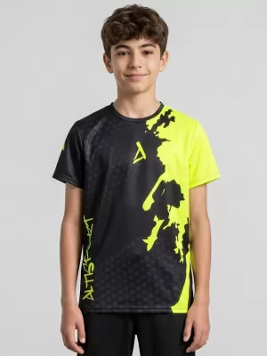 Dječja premium funkcionalna majica ALTISPORT VOJ/ALM112TR01 CRNO-FLUO ŽUTA