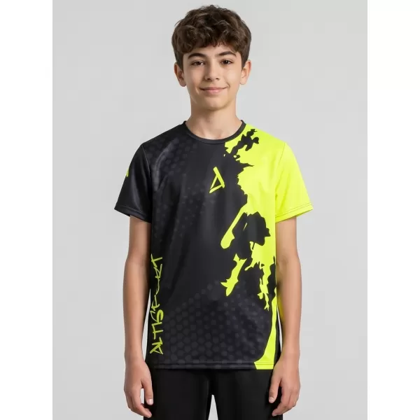  Dječja premium funkcionalna majica ALTISPORT VOJ/ALM112TR01 CRNO-FLUO ŽUTA 