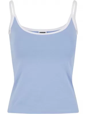 Ženska majica bez rukava URBAN CLASSICS TB7485A PUDER PLAVO/BIJELO/CRVENO RUŽIČASTO/BIJELO