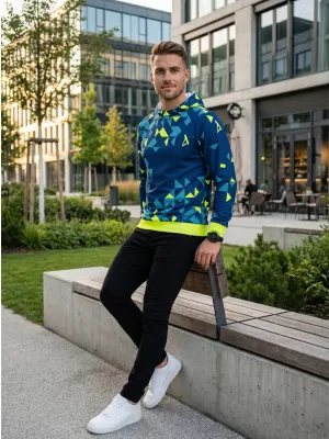 Muška premium funkcionalna majica ALTISPORT VOJ/ALM108MI01 MORNARSKO-NEON ŽUTA