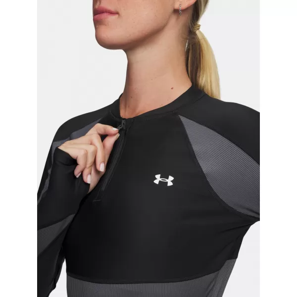  Ženska majica kratkih rukava UNDER ARMOUR UA HG RIB 1/4 ZIP 6003981-004 CRNA 