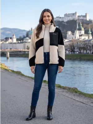 Ženska majica od flisa ALTISPORT GERI CRNO/BEŽ