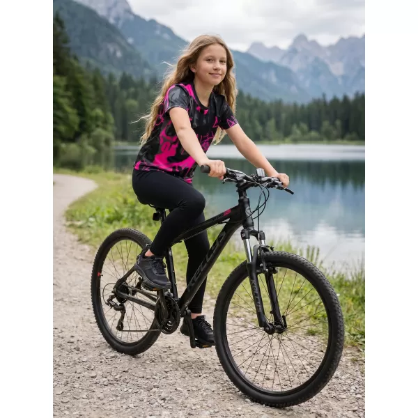  Dječja premium funkcionalna majica ALTISPORT VOJ/ALK076TR01 CRNA/FLUO ROZA 