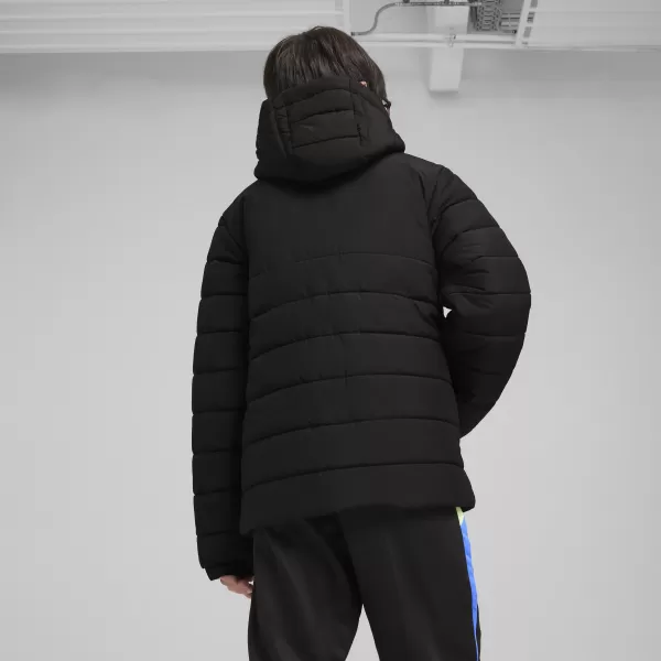  Jakna PUMA TEAMADDITIONS HOODED PADDED JACKET JR 65973803 PUMA CRNO/PUMA SREBRO 