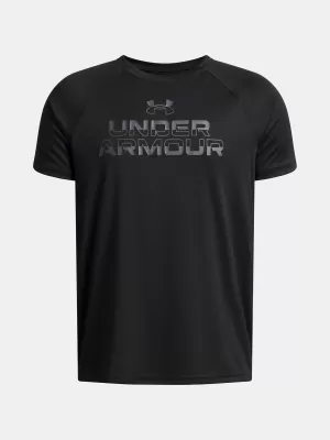 Majica za dječake UNDER ARMOUR UA TECH SPLIT WORDMARK SS 1383010-003 CRNA