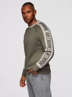 Muški sweatshirt OMBRE OM-SSNZ-0200 MASLINA