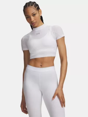Ženska majica kratkih rukava UNDER ARMOUR HEATGEAR ELITE CROP MCK SS 6014710-100 BIJELA