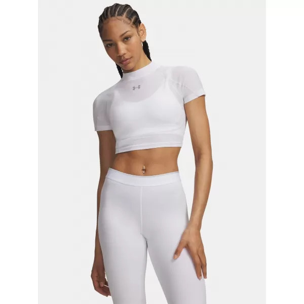  Ženska majica kratkih rukava UNDER ARMOUR HEATGEAR ELITE CROP MCK SS 6014710-100 BIJELA 
