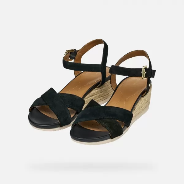  Ženske sandale GEOX ISCHIA CORDA G000706 CRNA 