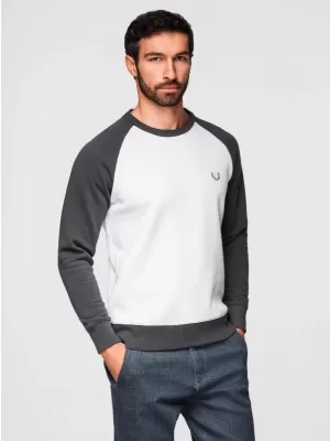 Muški sweatshirt OMBRE OM-SSNZ-0239 KREMA I GRAFIT