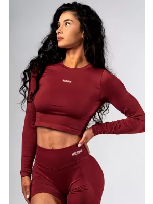 Bešavni crop top s dugim rukavima POWER 892 RED Nebbia