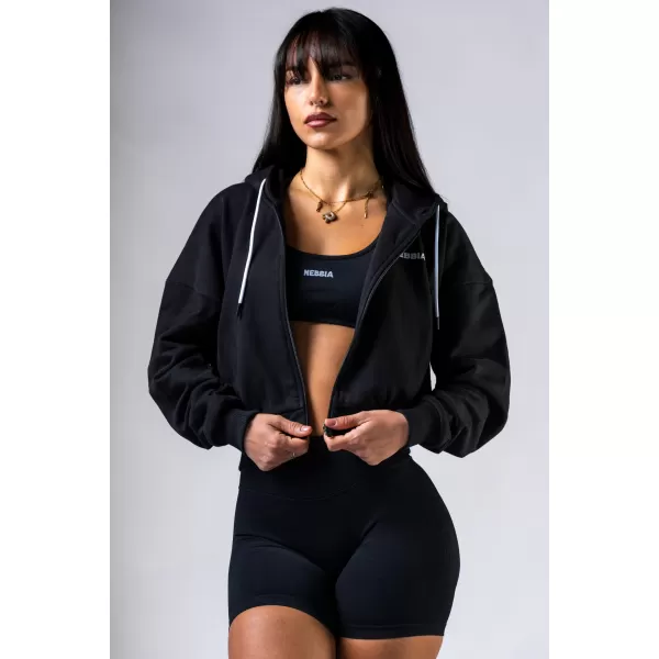  Hoodie na patentni zatvarač POWER 895 BLACK Nebbia 