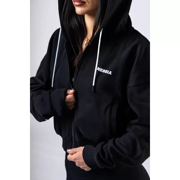  Hoodie na patentni zatvarač POWER 895 BLACK Nebbia 