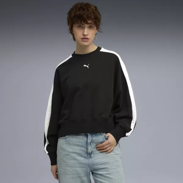  Ženski sweatshirt PUMA T7 OVER-OVERSIZED CREW 633439-01 PUMA CRNA 