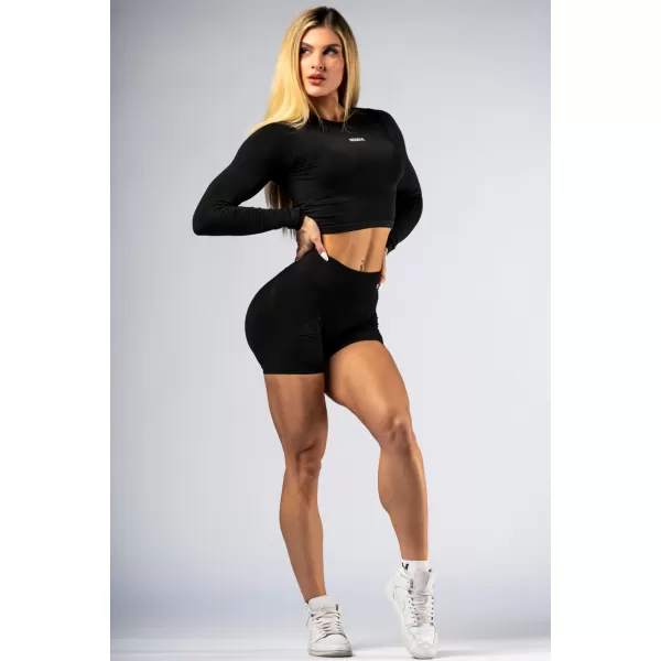  Bešavni crop top s dugim rukavima POWER 892 BLACK Nebbia 