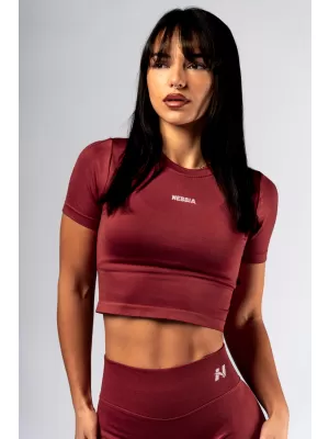 Bešavni crop top s kratkim rukavima POWER 891 RED Nebbia