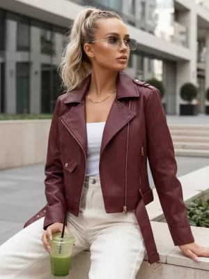 Ženska jakna DSTREET TY5649 TAMNOCRVENA