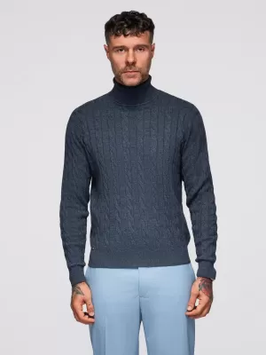 Muški pulover OMBRE OM-SWTN-0157 TAMNOPLAVA
