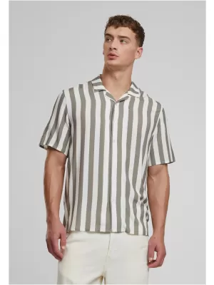 Košulja URBAN CLASSICS TB4150 BLIJEDA MASLINA/OFFWHITE