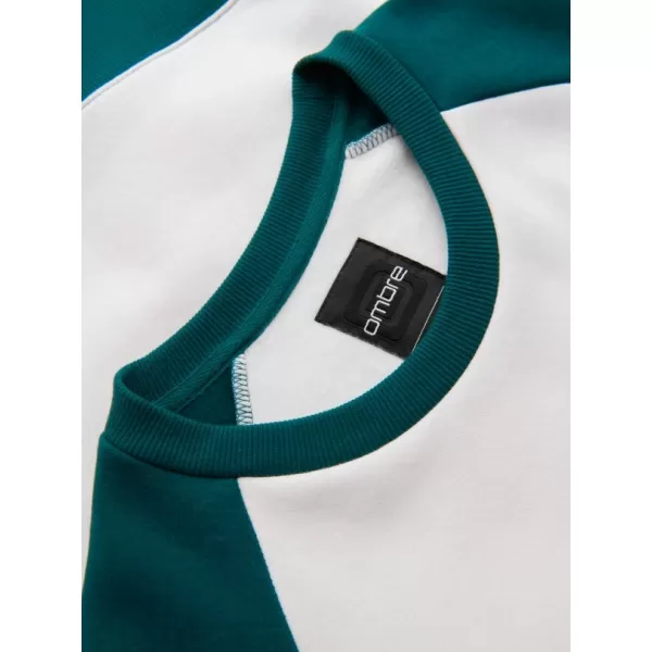  Muški sweatshirt OMBRE OM-SSNZ-0239 KREM I TAMNOZELENA 