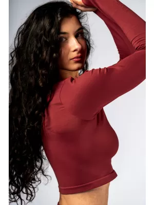 Bešavni crop top s dugim rukavima POWER 892 RED Nebbia