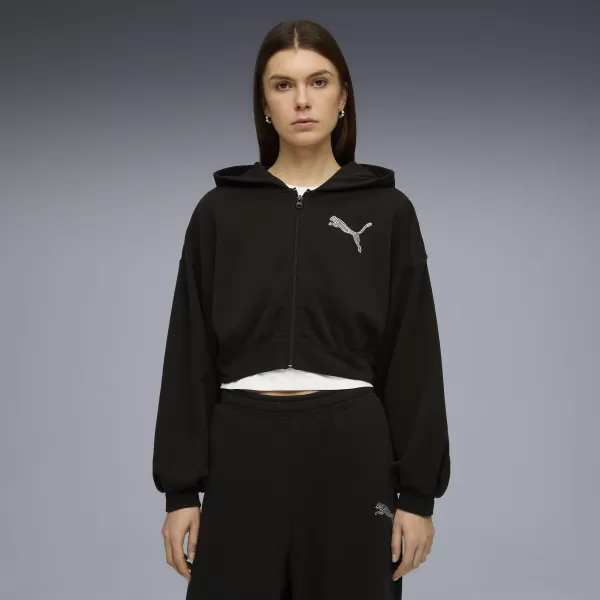  Ženski sweatshirt PUMA ESS GRAPHIC BEDAZZLED HOODIE 635394_01 PUMA CRNA 