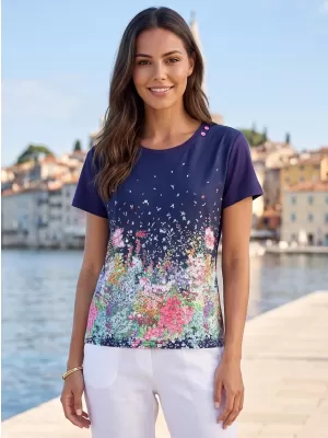 Ženska majica kratkih rukava ALTISPORT HELINA TAMNOPLAVA