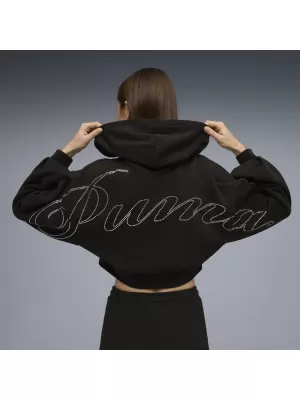 Ženski sweatshirt PUMA ESS GRAPHIC BEDAZZLED HOODIE 635394_01 PUMA CRNA