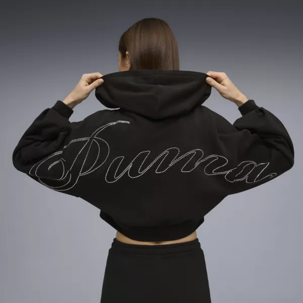  Ženski sweatshirt PUMA ESS GRAPHIC BEDAZZLED HOODIE 635394_01 PUMA CRNA 