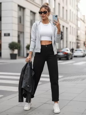 Ženske hlače DSTREET UY2868 CRNA