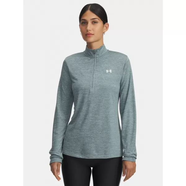  Ženska majica kratkih rukava UNDER ARMOUR TECH 1/2 ZIP- TWIST 1384225-587 PLAVA 