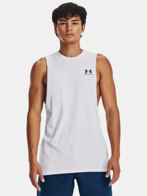 Muška majica bez rukava UNDER ARMOUR LEFT CHEST CUT OFF TANK 1329286-100 BIJELA