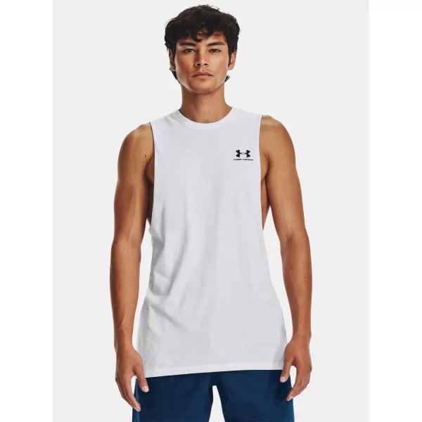 Muška majica bez rukava UNDER ARMOUR LEFT CHEST CUT OFF TANK 1329286-100 BIJELA 
