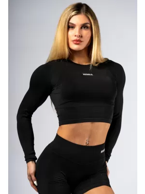 Bešavni crop top s dugim rukavima POWER 892 BLACK Nebbia