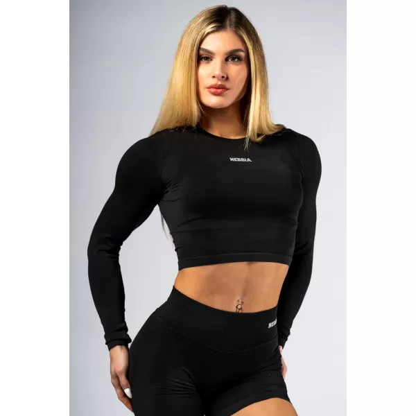  Bešavni crop top s dugim rukavima POWER 892 BLACK Nebbia 
