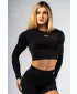 Bešavni crop top s dugim rukavima POWER 892 BLACK Nebbia