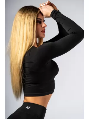Bešavni crop top s dugim rukavima POWER 892 BLACK Nebbia