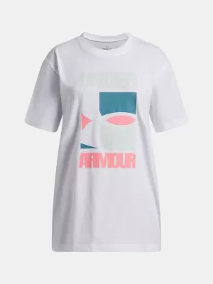 Majica za djevojčice UNDER ARMOUR UA G BLOCK LOGO OS SS 6009720-100 BIJELA