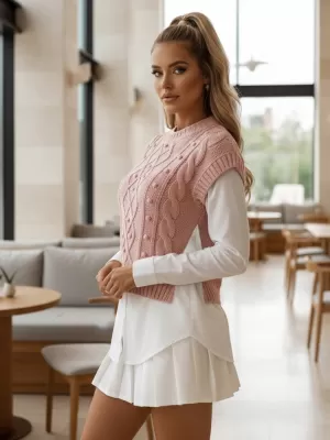 Ženski pulover DSTREET MY2217 RUŽIČASTA