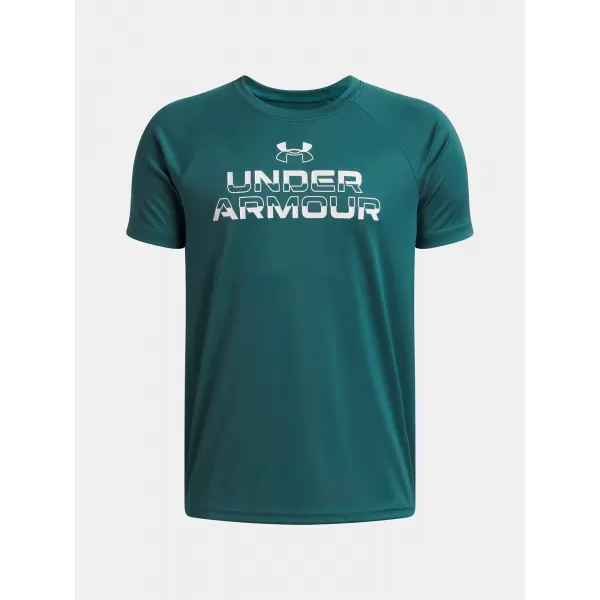  Majica za dječake UNDER ARMOUR UA TECH SPLIT WORDMARK SS 1383010-338 ZELENA 