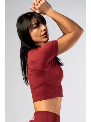Bešavni crop top s kratkim rukavima POWER 891 RED Nebbia