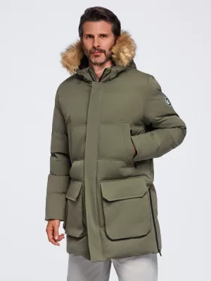 Muška parka OMBRE OM-JALJ-0310 TAMNOMASLINASTO