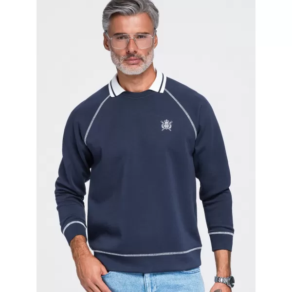  Muški sweatshirt OMBRE OM-SSNZ-0269 TAMNOPLAVA 