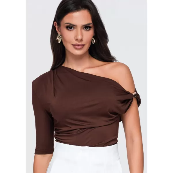  Ženska majica kratkih rukava OMBRE OW-TS-E0075 SMEĐA 
