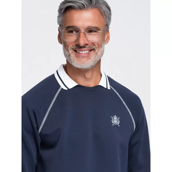  Muški sweatshirt OMBRE OM-SSNZ-0269 TAMNOPLAVA 
